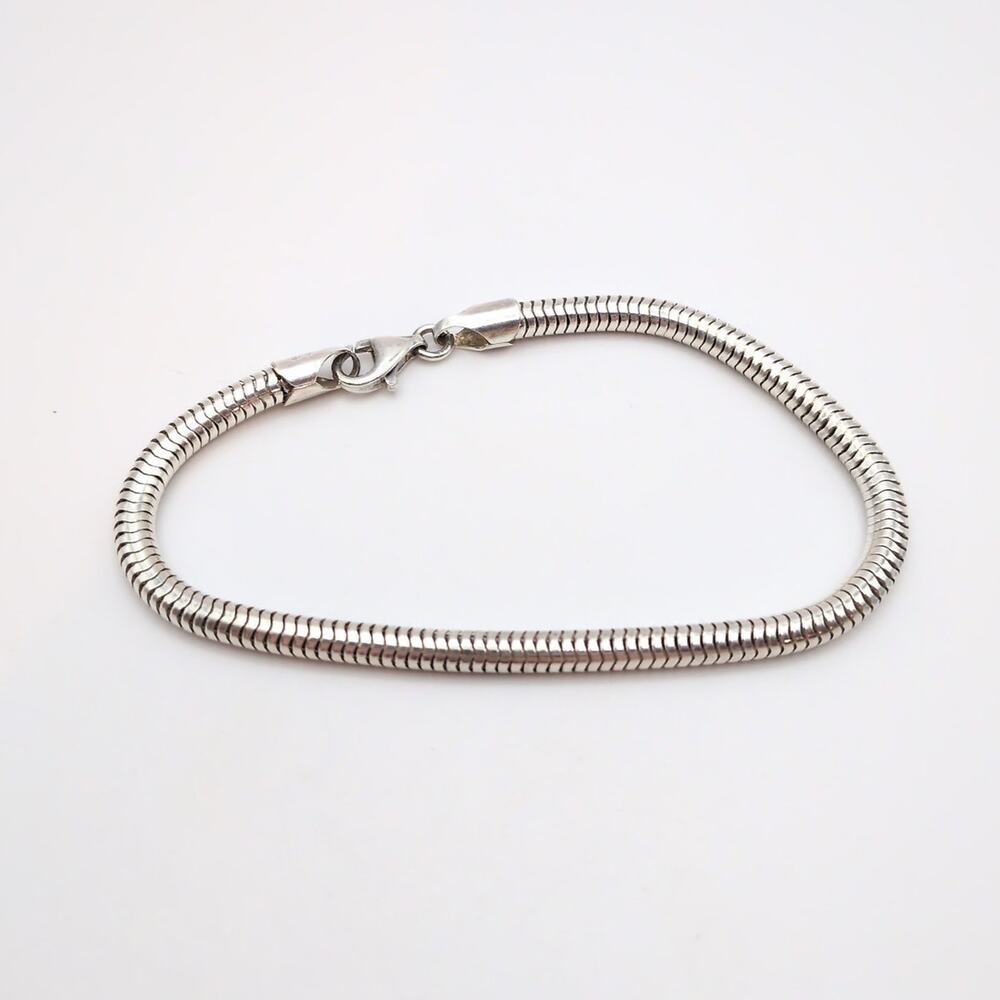 Sterling Silver 4mm Snake Chain Italian Slide Charm 925 Bracelet - 7.75" 9.72g